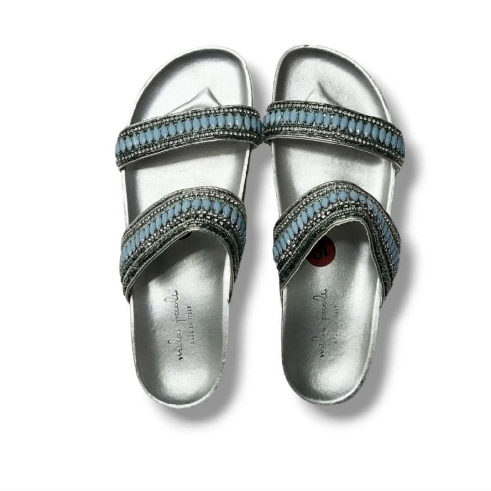 Mila Paoli Embellished Beaded Slide-on Sandals | Size 10 - Picture 2 of 9